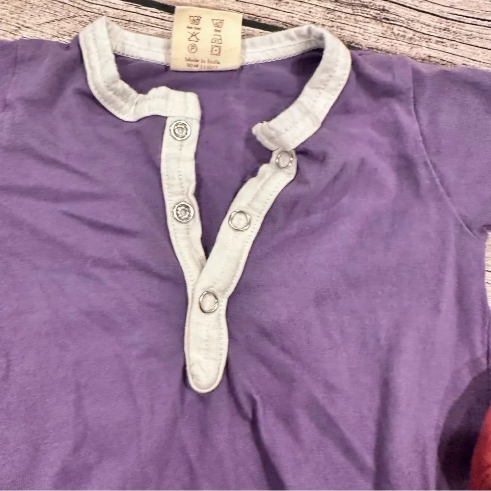 Kate Quinn Organic Purple Baby Gown and Red Hat with Chin Straps & Ears Size 0-3